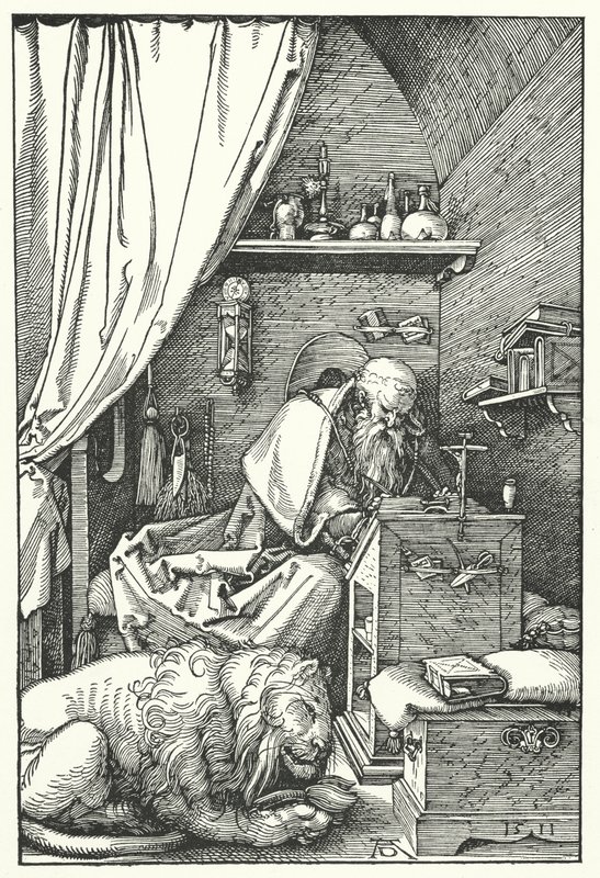 Pyhä Jerome sellissään tekijältä Albrecht Dürer