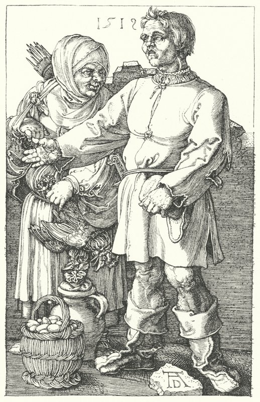 Viljelijät myyvät tuotteitaan tekijältä Albrecht (after) Durer or Duerer