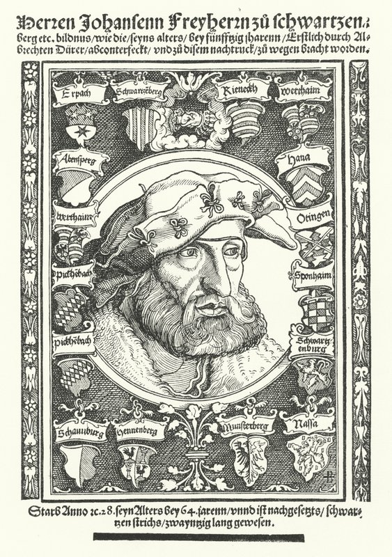 Johann of Schwarzenberg, saksalainen moralisti, runoilija ja uudistaja (kaiverrus) tekijältä Albrecht (after) Durer or Duerer