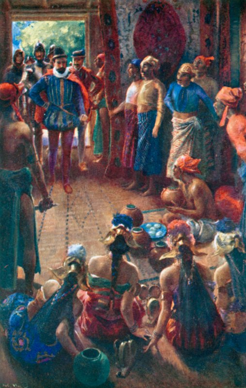 Magellan Sebun kuninkaan vieraana (värilitografia) tekijältä Alec Ball