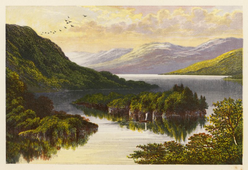 Skotlannin Loch-maisemat: Loch Katrine (värilitra) tekijältä Alexander Francis (after) Lydon