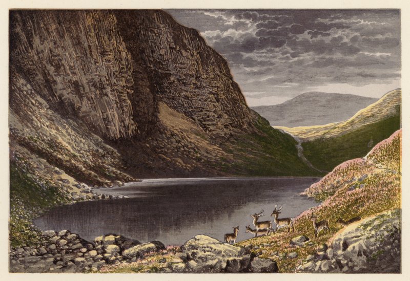 Skotlannin Loch-maisemat: Loch-na-gar (värilitografia). tekijältä Alexander Francis (after) Lydon