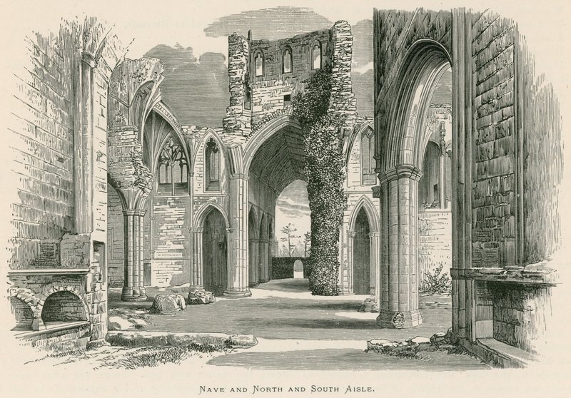 Melrose Abbey, Nave ja North and South Aisle (kaiverrus) tekijältä Alexander Francis Lydon