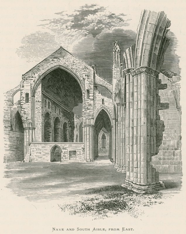 Melrose Abbey, Nave ja South Aisle, idästä tekijältä Alexander Francis Lydon