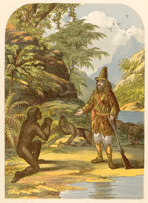 Robinson Crusoe pelastaa perjantaina villeiltä tekijältä Alexander Francis Lydon