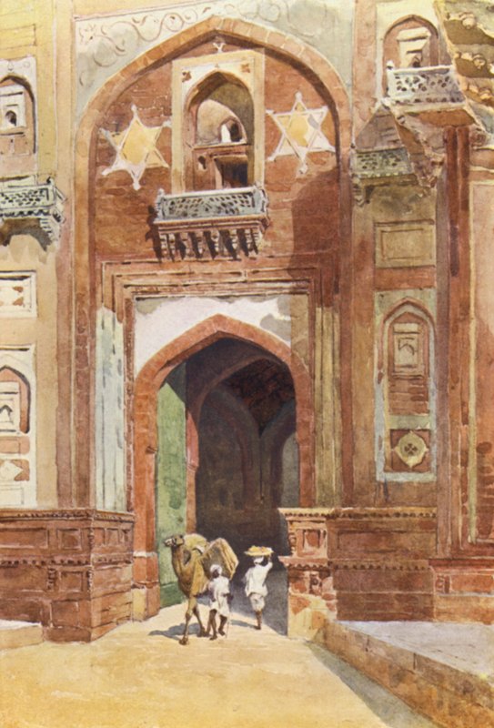 Agra Fort, Delhin portin sisällä (väri litho) tekijältä Alexander Henry Hallam Murray