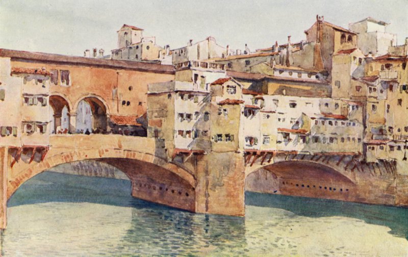Firenze, Ponte Vecchio (väri litho) tekijältä Alexander Henry Hallam Murray