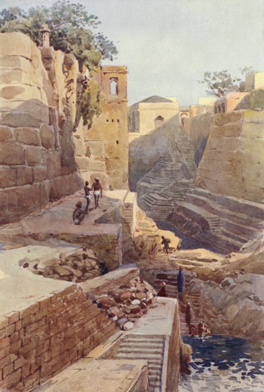 Tankki Dargahin takaosassa, Ajmere (väri litho) tekijältä Alexander Henry Hallam Murray