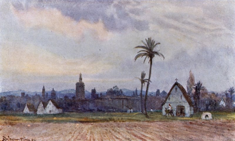 Valencian ulkopuolella (väri litho) tekijältä Alexander Wallace Rimington