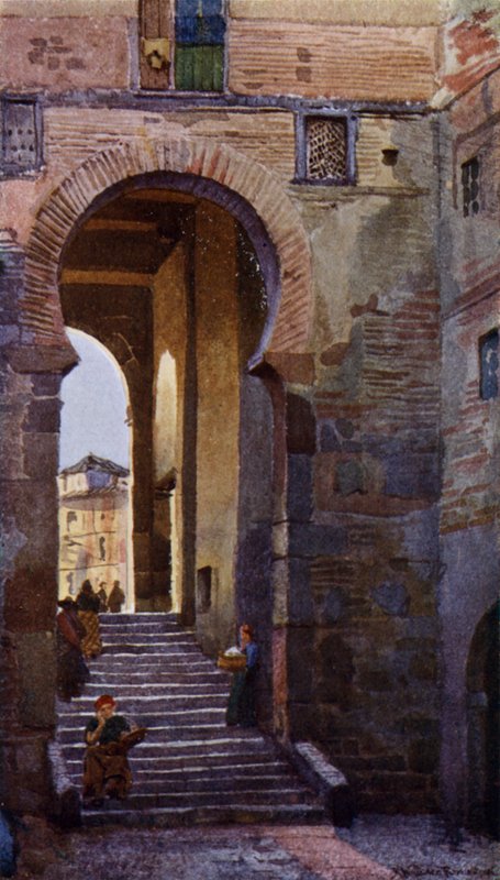 Puerta Del Zocodover, Toledo (väri litho) tekijältä Alexander Wallace Rimington