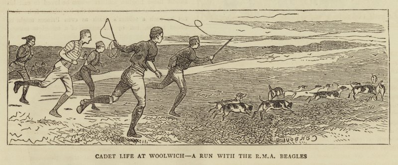 Kadettielämää Woolwichissa, juoksu RMA Beaglesin kanssa tekijältä Alfred Chantrey Corbould