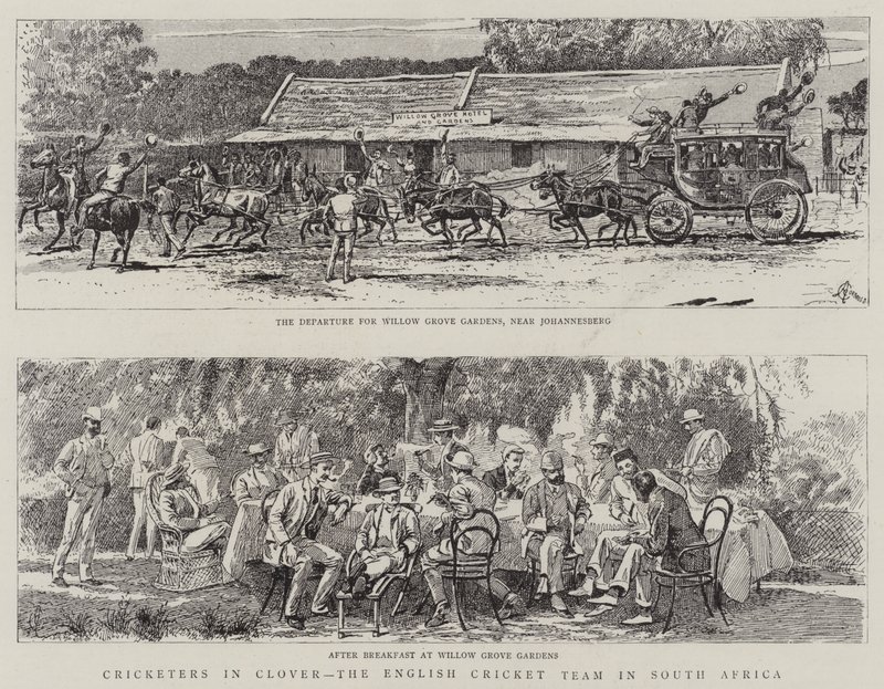 Kriketit Cloverissa, englantilainen krikettijoukkue Etelä-Afrikassa tekijältä Alfred Chantrey Corbould