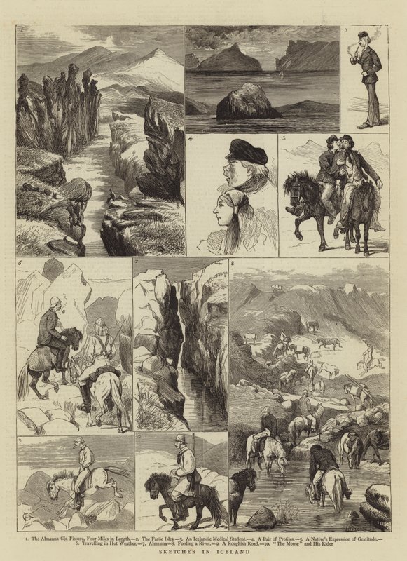 Luonnoksia Islannissa tekijältä Alfred Chantrey Corbould