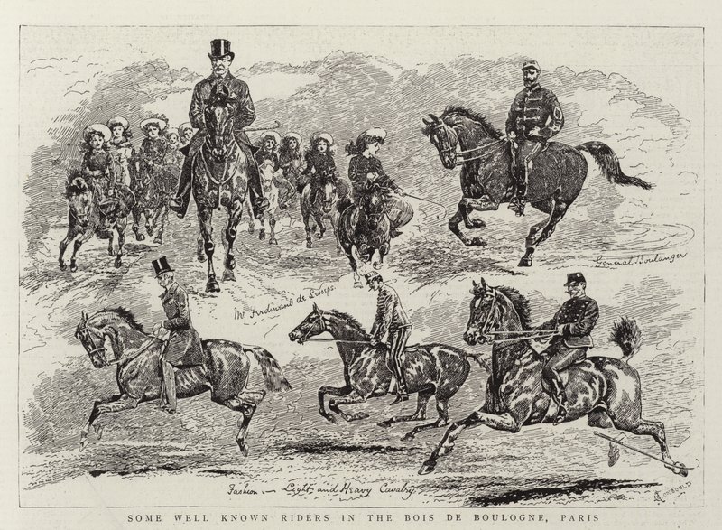 Jotkut tunnetut ratsastajat Bois de Boulognessa, Pariisissa tekijältä Alfred Chantrey Corbould