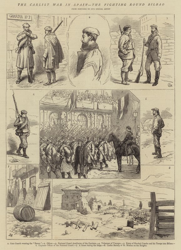 Karlisti sota Espanjassa, taistelu Bilbaon ympäri tekijältä Alfred Chantrey Corbould