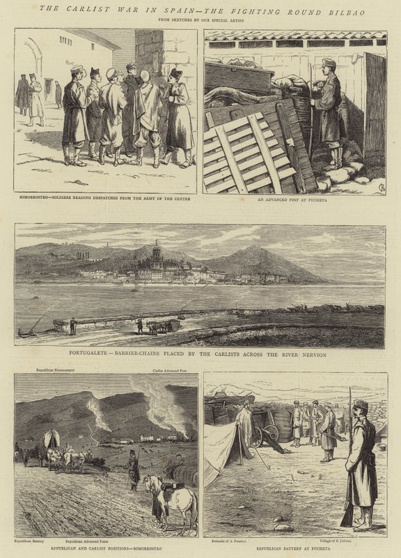 Karlisti sota Espanjassa, taistelu Bilbaon ympäri tekijältä Alfred Chantrey Corbould