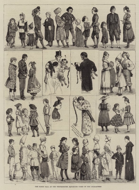 Fancy Ball Westminster Aquariumissa, osa hahmoista tekijältä Alfred Chantrey Corbould