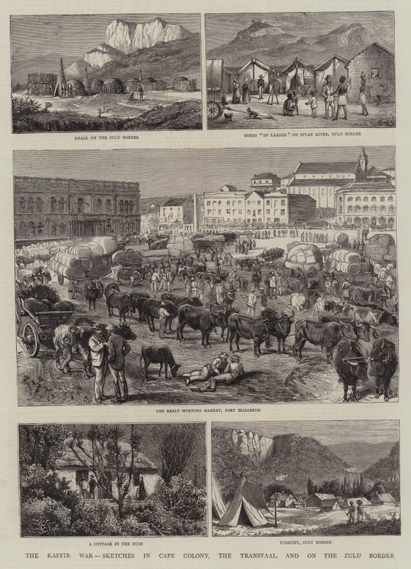 Kaffir-sota, luonnokset Cape Colonyssa, Transvaalissa ja Zulun rajalla tekijältä Alfred Chantrey Corbould