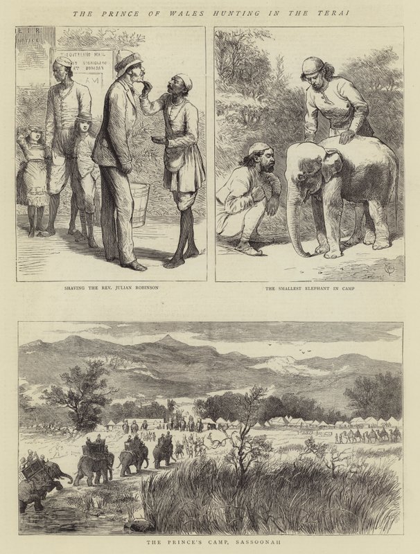 Walesin prinssi metsästämässä Teraissa tekijältä Alfred Chantrey Corbould