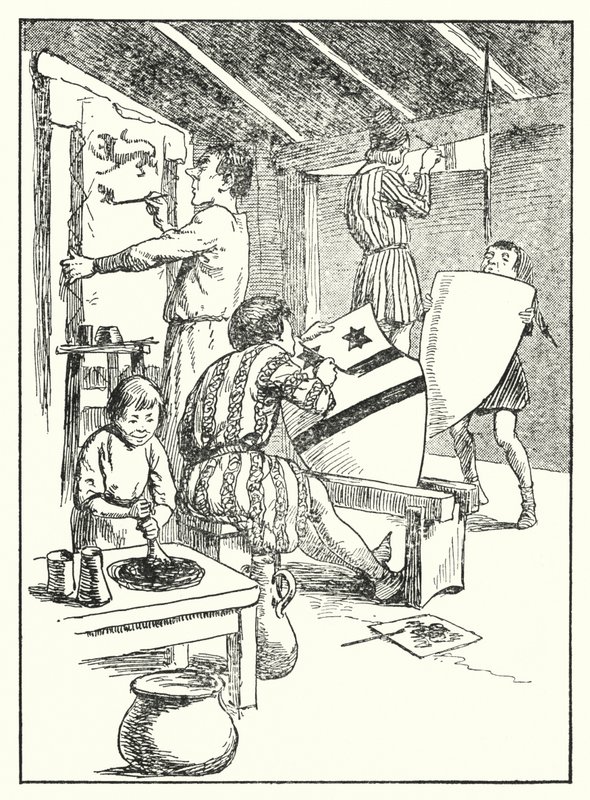 Merrie England: Kilpien ja päällystakien maalaaminen (litografia). tekijältä Alfred (after) Pearse