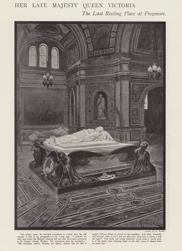 Kuningatar Victorian viimeinen lepopaikka Frogmoressa (litho) tekijältä Alfred (after) Pearse