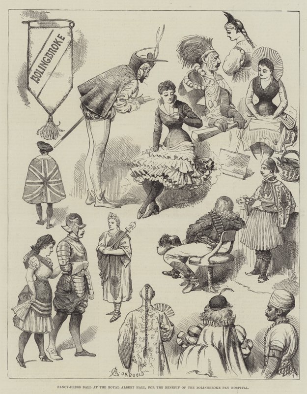Fancy-Dress Ball Royal Albert Hallissa Bolingbroke Pay -sairaalan hyödyksi tekijältä Alfred Courbould