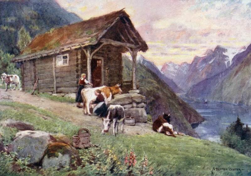 Saeter, Vetle Fjord (väri litho) tekijältä Alfred Heaton Cooper