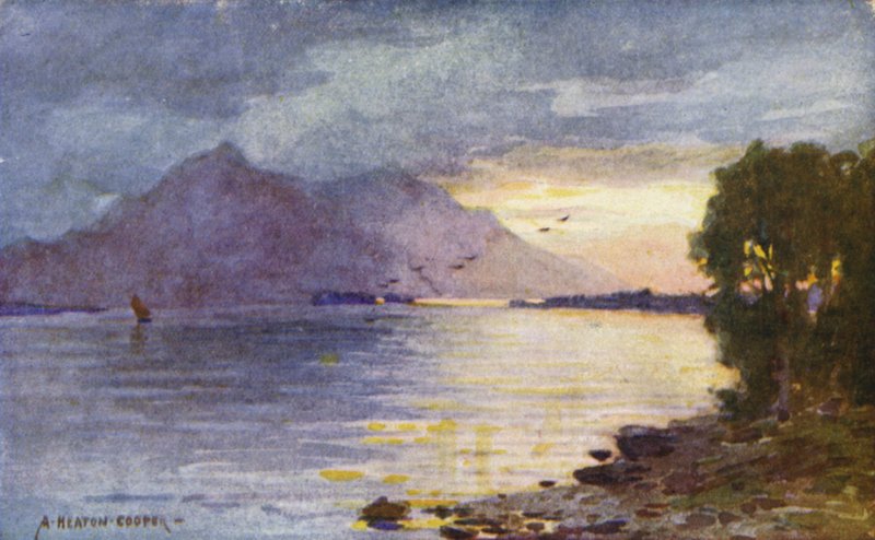 Vetinen auringonlasku, Lough Leane, Killarney tekijältä Alfred Heaton Cooper