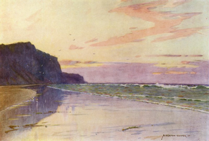 Tanska: Tanskan läntisin piste, lähellä Esbjergia (väri litho) tekijältä Alfred Heaton Cooper