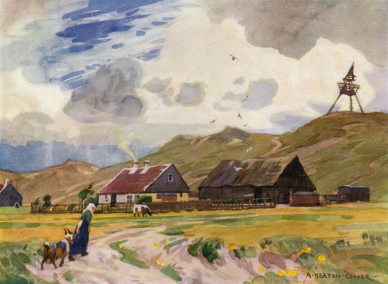 Tanska: Gamla Skagen (väri litho) tekijältä Alfred Heaton Cooper