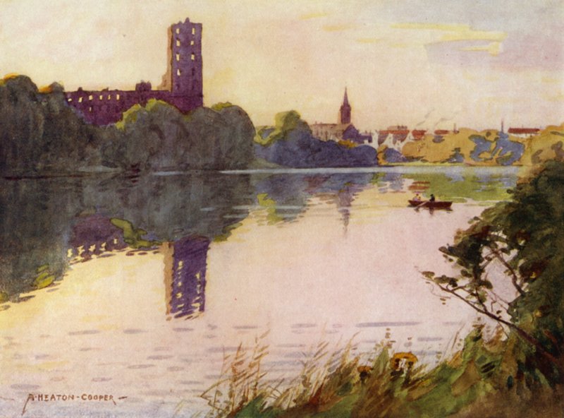Tanska: Koldinghusin linna, North Schleswig (väri litho) tekijältä Alfred Heaton Cooper