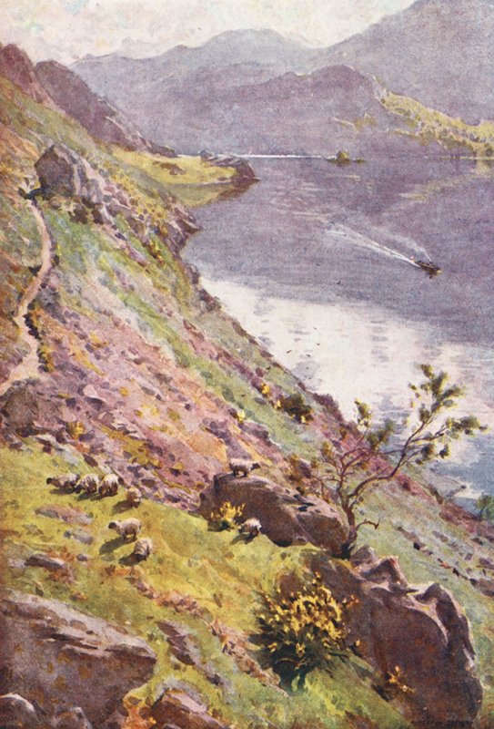 Lake District: Sandwick, Ullswater (värilitro). tekijältä Alfred Heaton Cooper