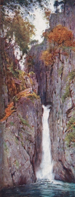 Lake District: Dalegarth Force, Eskdale (värilitro). tekijältä Alfred Heaton Cooper