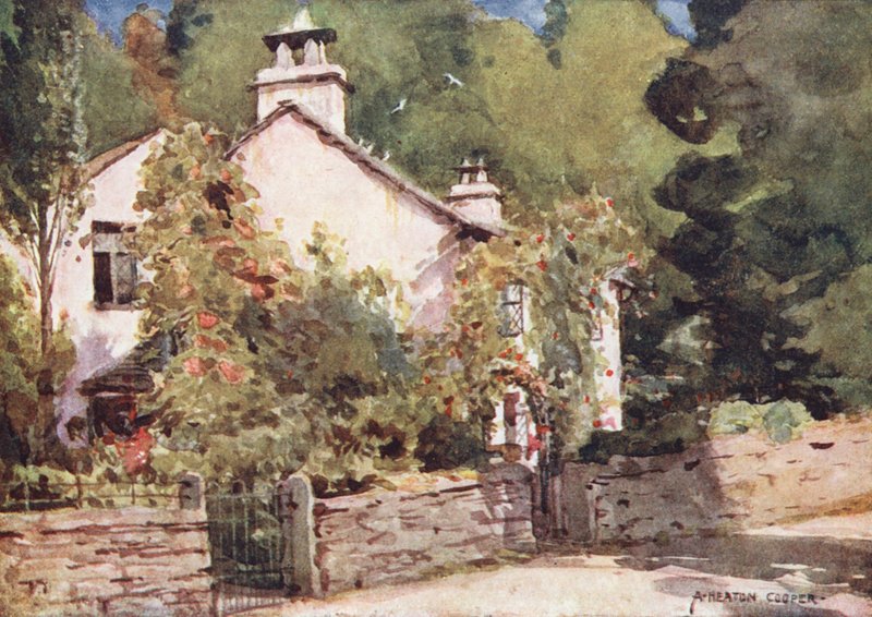 Lake District: Dove Cottage, Grasmere (värilitro). tekijältä Alfred Heaton Cooper