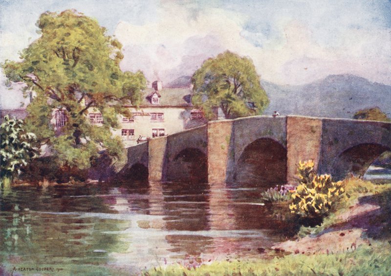 Lake District: Swan Inn, Newby Bridge, Windermere (värilitro). tekijältä Alfred Heaton Cooper