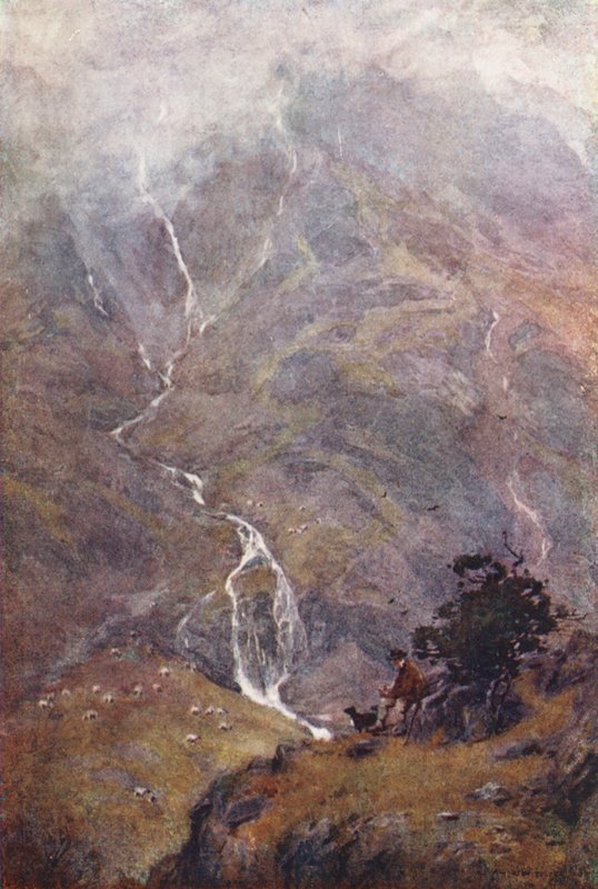 Lake District: The Shepherd, Yewdale, Coniston (värilitro). tekijältä Alfred Heaton Cooper