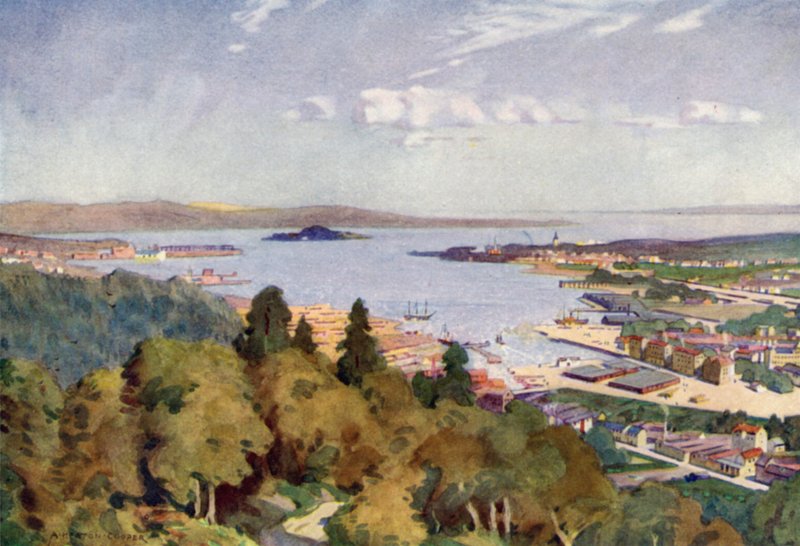 Sundsvall, suuri Itämeren puutavarasatama tekijältä Alfred Heaton Cooper
