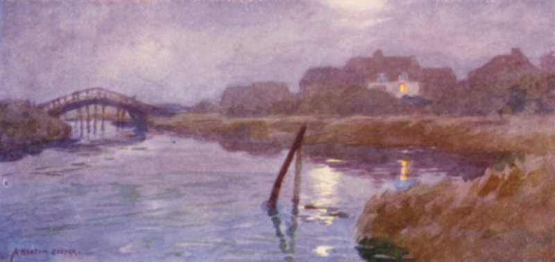 Walberswick, Suffolk, kuu ja lampunvalo tekijältä Alfred Heaton Cooper