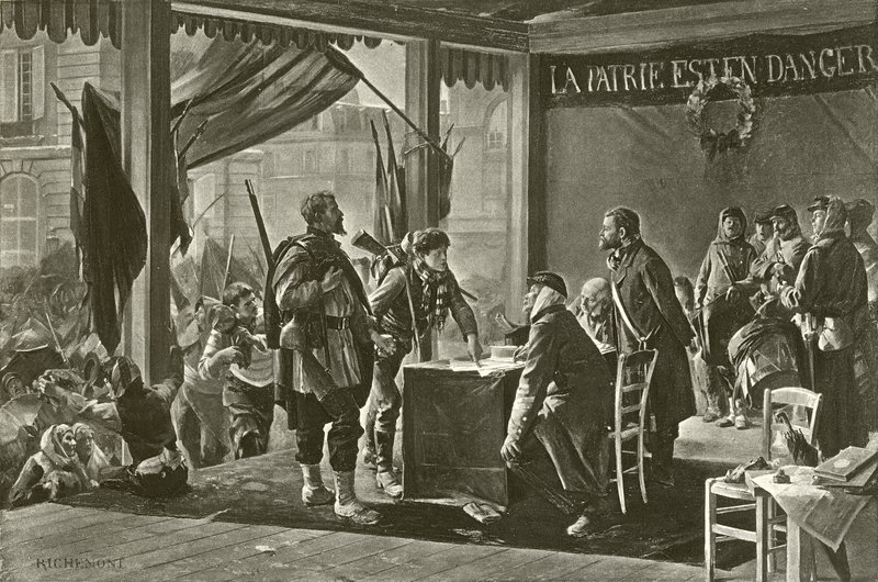 Vapaaehtoisten ilmoittautuminen, 1870 (syväpaino) tekijältä Alfred Paul Marie Richemont