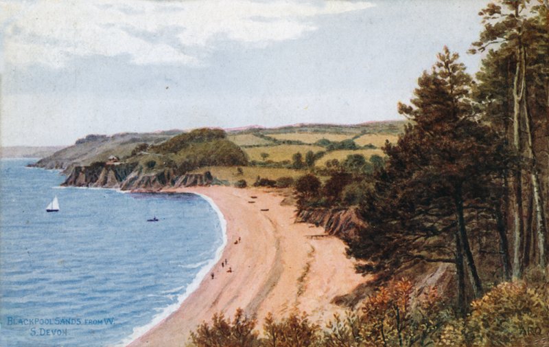 Blackpool Sands, lännestä, Etelä-Devonista käsin tekijältä Alfred Robert Quinton