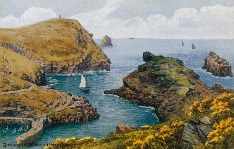 Boscastle, sisäänkäynti satamaan tekijältä Alfred Robert Quinton