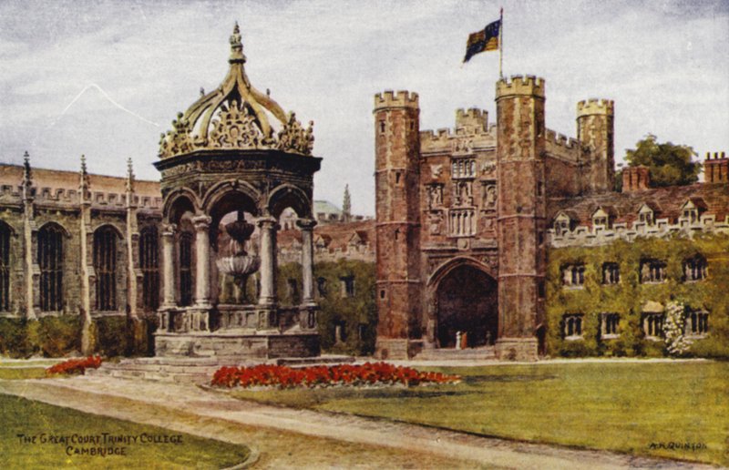 Cambridge: The Great Court, Trinity College (väri litho) tekijältä Alfred Robert Quinton