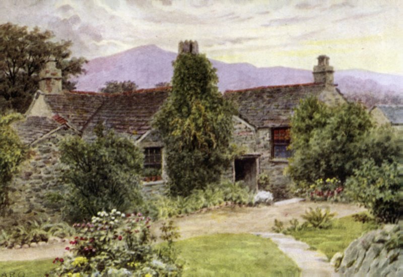 Dove Cottage, Grasmere (väri litho) tekijältä Alfred Robert Quinton