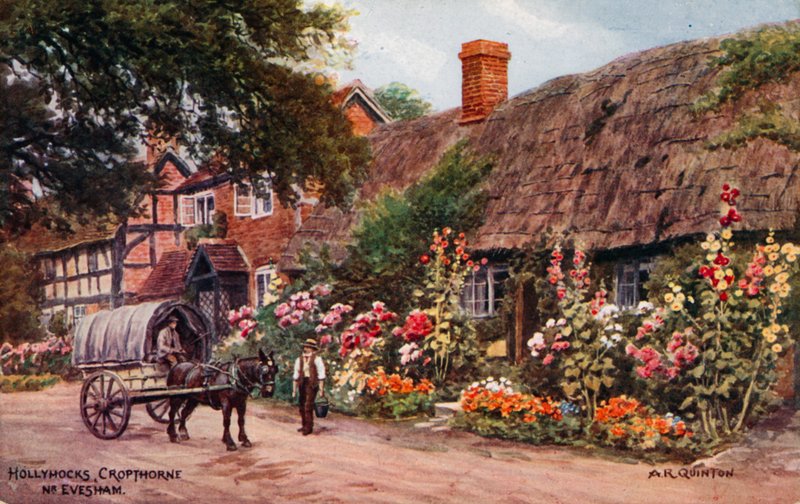 Hollyhocks, Cropthorne, Evesham tekijältä Alfred Robert Quinton