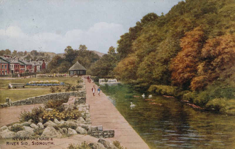 Uusi Promenade ja Sid-joki, Sidmouth tekijältä Alfred Robert Quinton