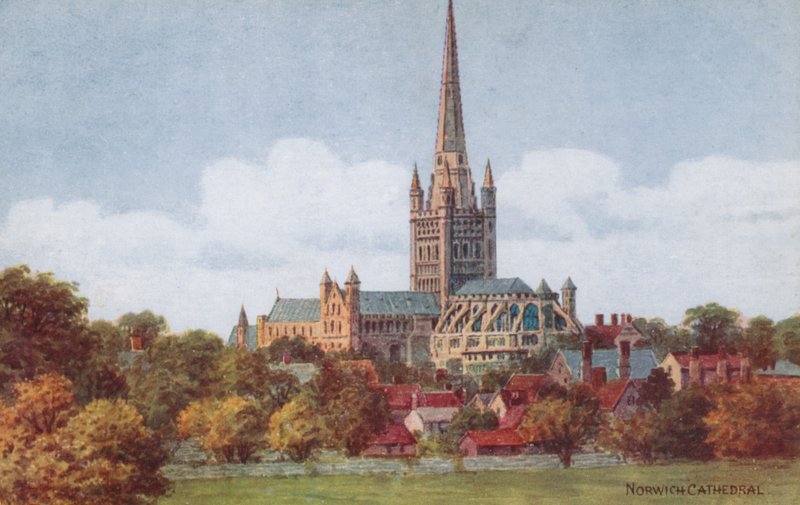 Norwichin katedraali (väri litho) tekijältä Alfred Robert Quinton