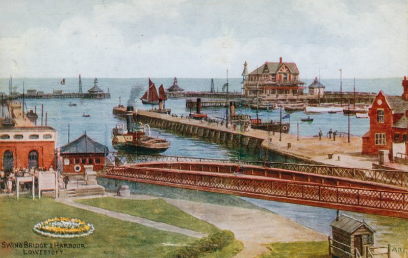 Swing Bridge ja satama, Lowestoft tekijältä Alfred Robert Quinton