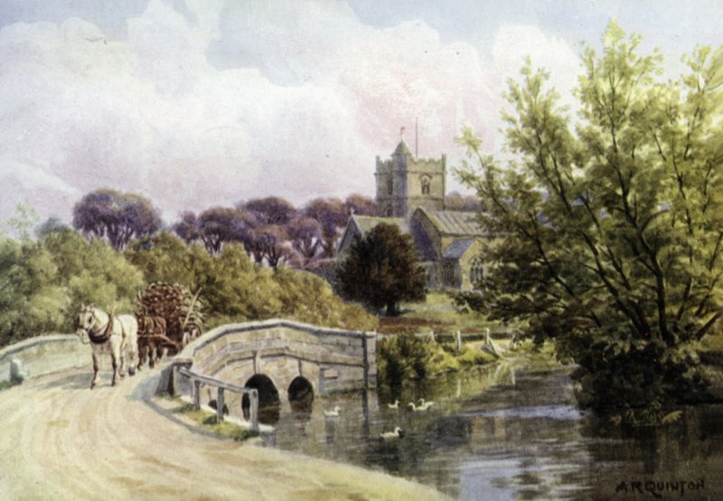 The Bridge, Coombe Bissett, lähellä Salisburya (väri litho) tekijältä Alfred Robert Quinton