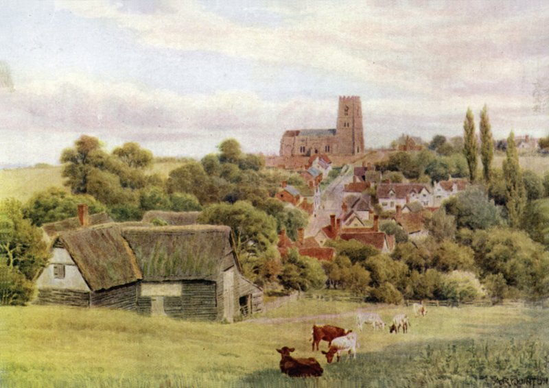 The Church on the Hill, Kersey, Suffolk tekijältä Alfred Robert Quinton