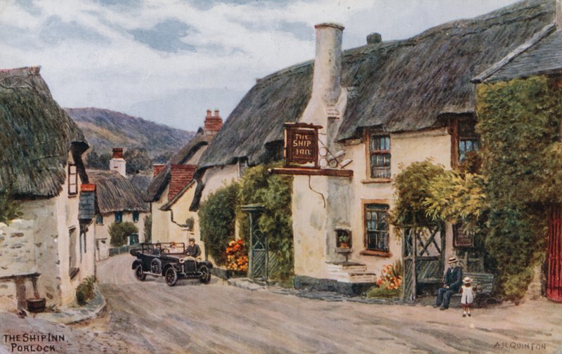 The Ship Inn, Porlock (väri litho) tekijältä Alfred Robert Quinton